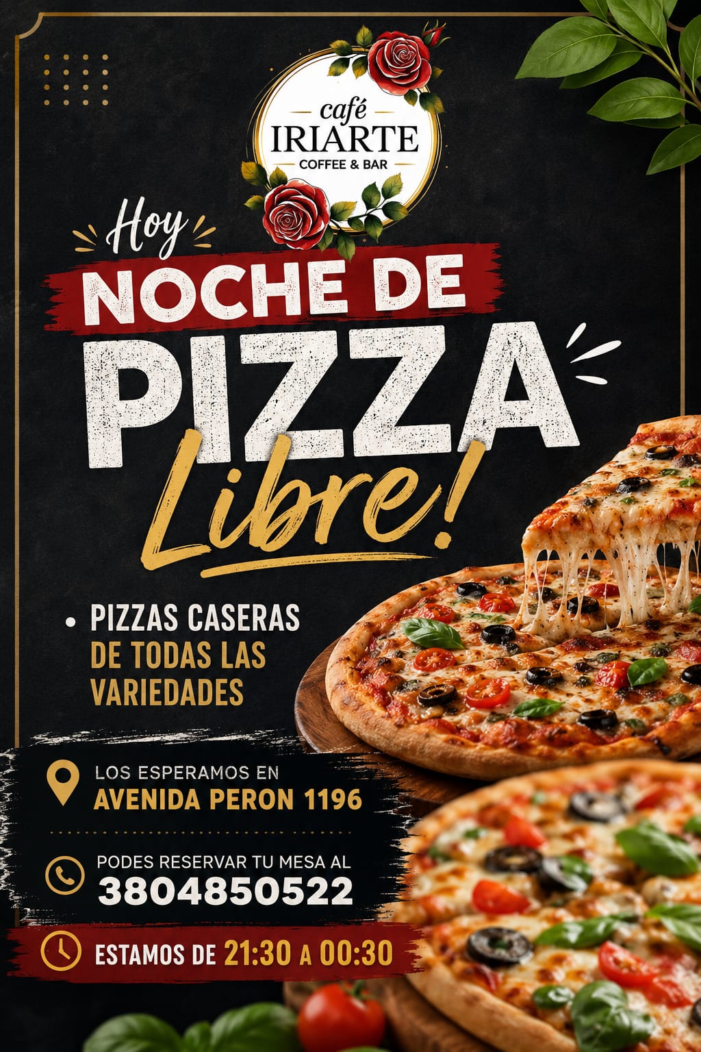 Noche de Pizzas libres sabado 15